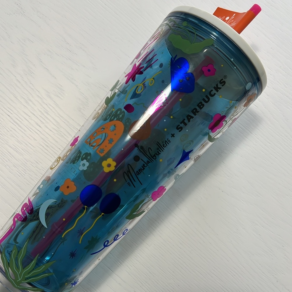 Brand New STARBUCKS 2023 Fall 24oz TUMBLER - Manuela Guillen Buenas Vibras - Picture 7 of 13